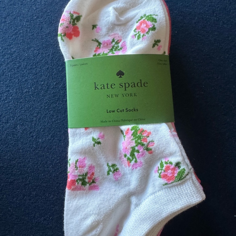 Kate Spade trio of Floral,coral,pink w/classic logo ♠️Low Cut Socks! Cute&comfy